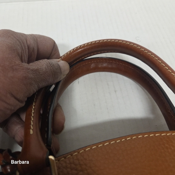 Dooney & Bourke Darcy Carmel 2-Tone Pebble Grain Leather Medium Dome Satchel - Picture 7 of 16